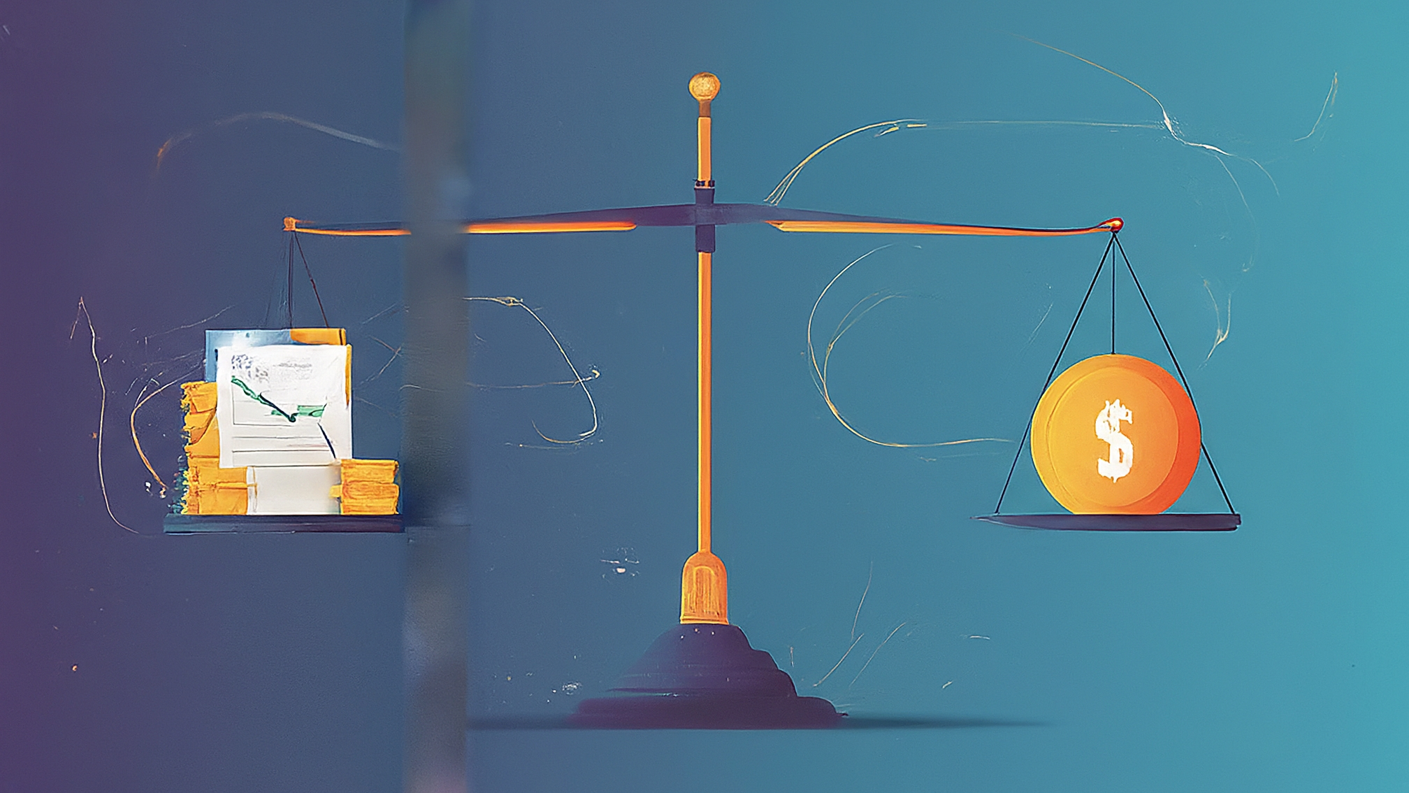 Clean educational graphic representing portfolio rebalancing concepts, abstract balance and adjustment elements, blue color